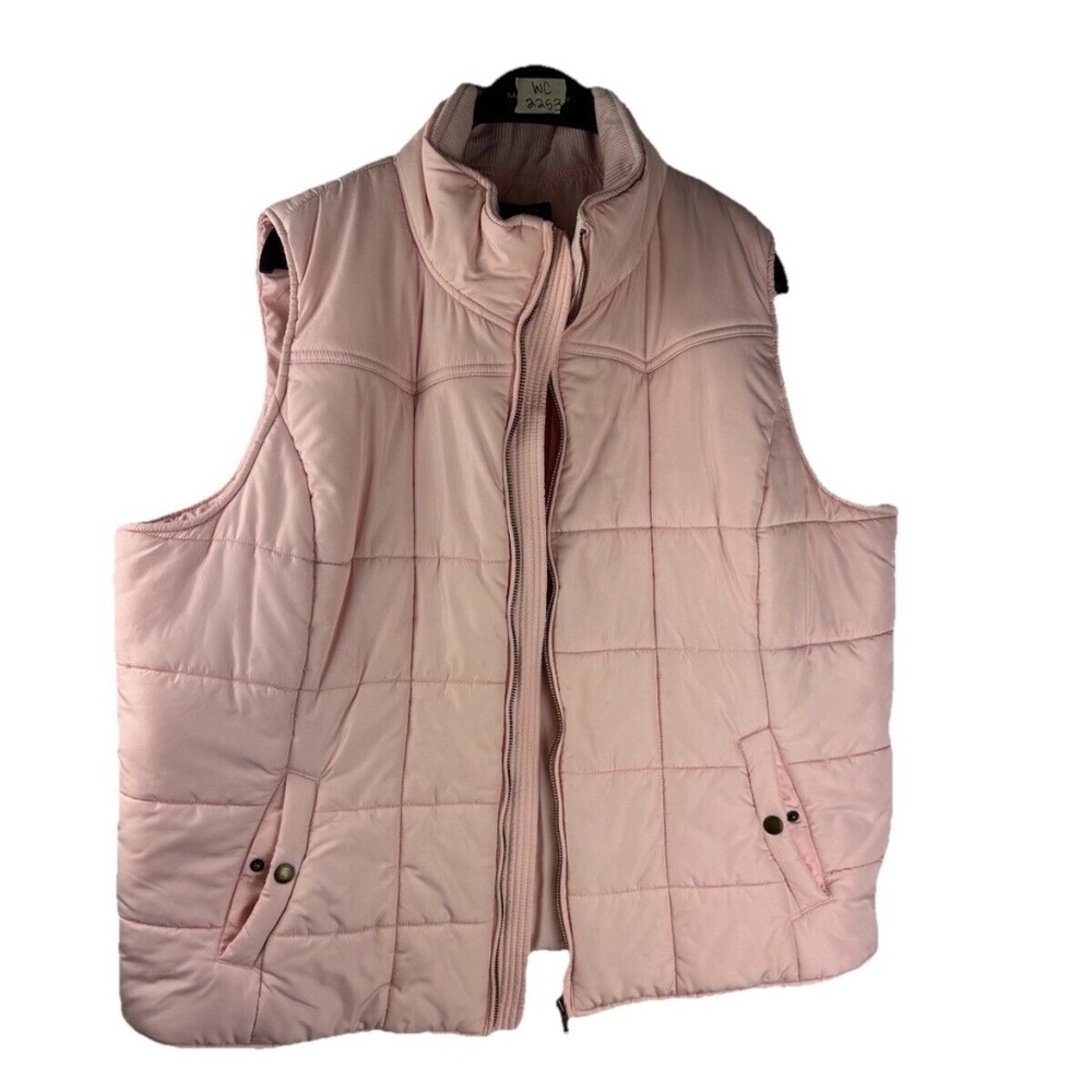 Chaps Sleeveless Puffer Jacket Vest Pockets Zip Pink Woman XXL